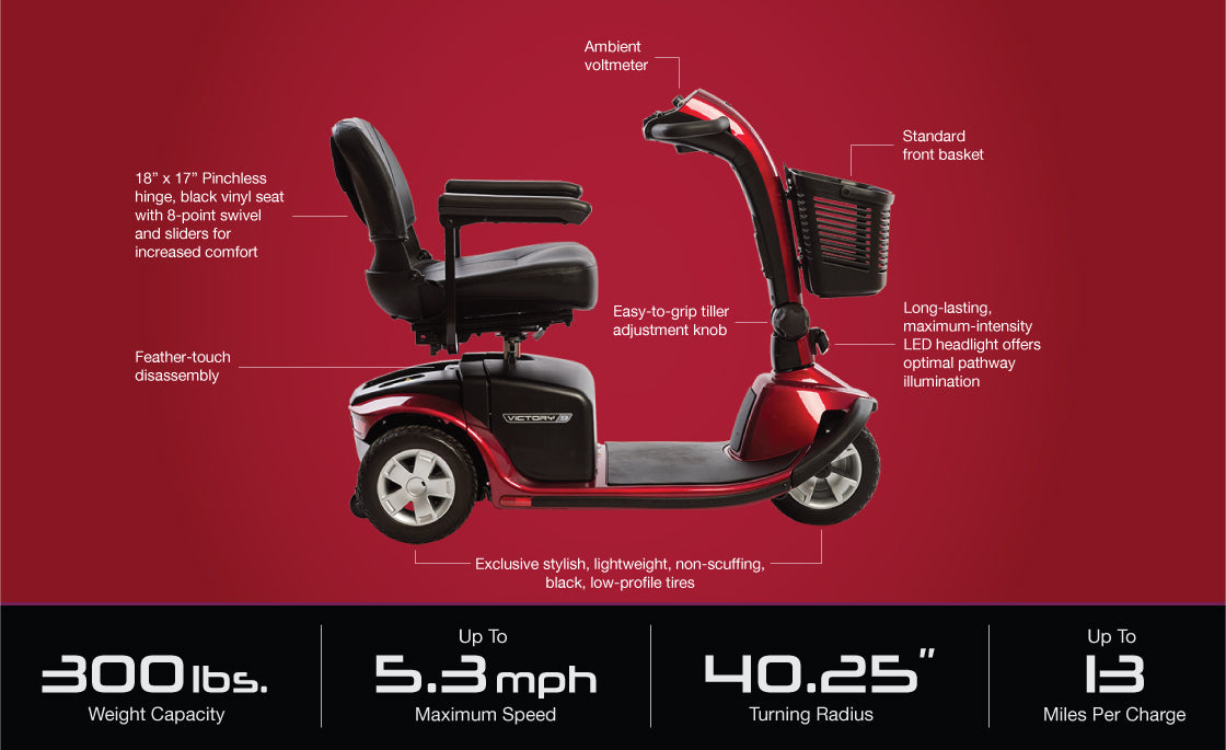 Pride Mobility 3 Wheel Mobility Scooter Pride Victory 9