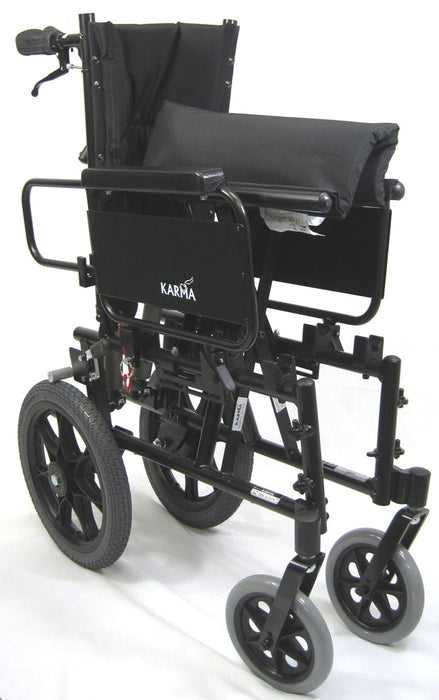 Karman KM5000 Lightweight Reclining Transport Wheelchair With Removable Desk Armrest