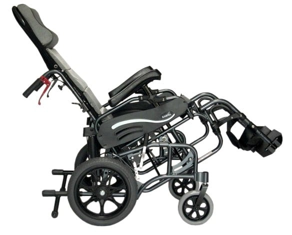 Karman VIP515 Tilt in Space Reclining Transport Wheelchair With Elevating Legrest