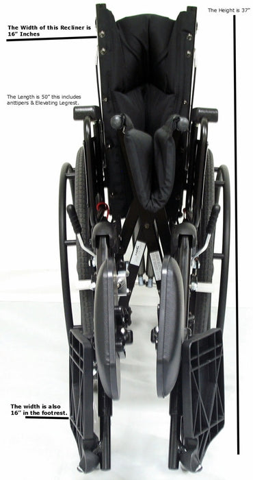 Karman KM 5000 Lightweight Reclining Wheelchair With Removable Desk Armrest